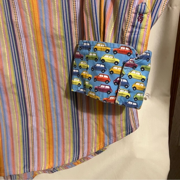 Robert Graham Men's Multicolor Flipped Cuff Long Sleeve Button Up Shirt Size 2XL - Picture 5 of 11